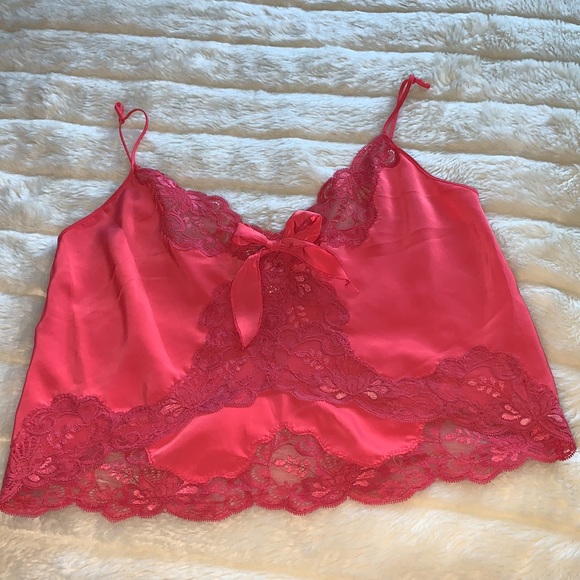 Silk & Satin Sexy orange apricot Lacey bow camisole top size medium - Picture 10 of 10